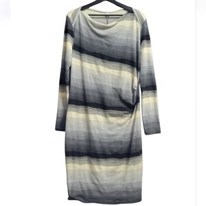 NWT Striped Gray and Cream Dress, M-L/10-12